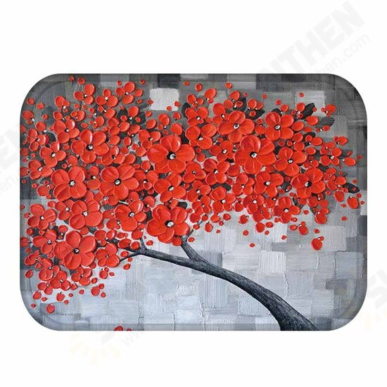 BX-28 40x60cm 3D Painting Tree Pattern Coral Fleece Mat Absorbent Bathroom Anti Slip Carpet