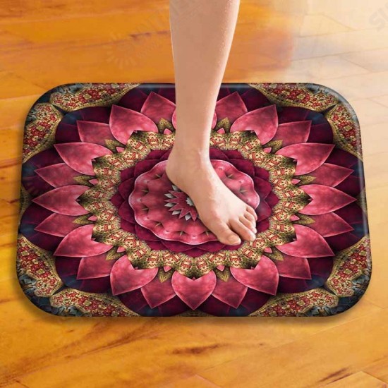 BX-29 40x60cm 3D Painting Spiral Pattern Coral Fleece Mat Absorbent Bathroom Anti Slip Carpet