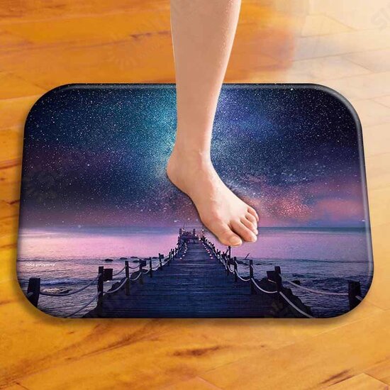 BX-31 40x60cm 3D Painting City Pattern Coral Fleece Mat Absorbent Bathroom Anti Slip Carpet