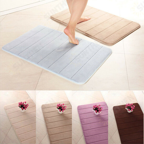 WX-326 50x80cm Stripe Pattern Memory Foam Mat Absorbent Bathroom Anti Slip Carpet