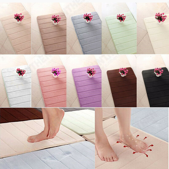 WX-326 50x80cm Stripe Pattern Memory Foam Mat Absorbent Bathroom Anti Slip Carpet