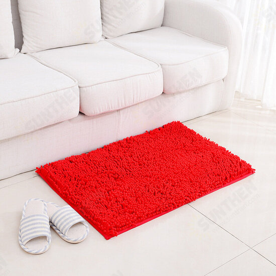 WX-329 50x80cm Chenille Soft Mat Machine Washable Bathroom Anti Slip Absorbent Carpet Doormat Rug