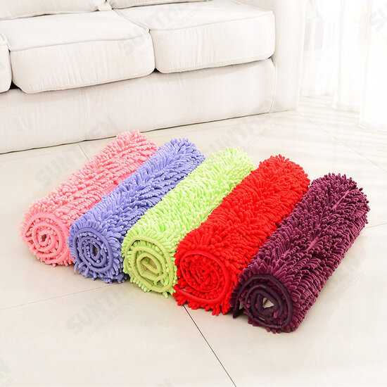 WX-329 50x80cm Chenille Soft Mat Machine Washable Bathroom Anti Slip Absorbent Carpet Doormat Rug