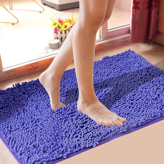 WX-329 50x80cm Chenille Soft Mat Machine Washable Bathroom Anti Slip Absorbent Carpet Doormat Rug