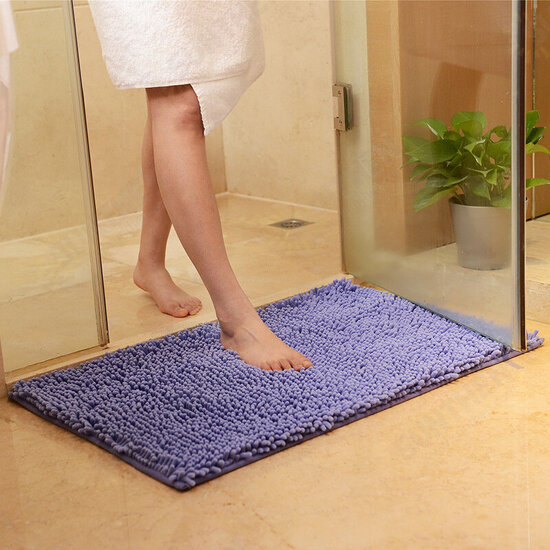 WX-329 50x80cm Chenille Soft Mat Machine Washable Bathroom Anti Slip Absorbent Carpet Doormat Rug