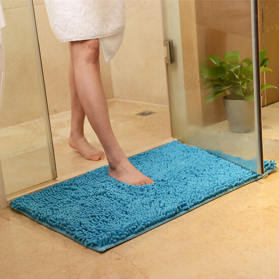 WX-329 50x80cm Chenille Soft Mat Machine Washable Bathroom Anti Slip Absorbent Carpet Doormat Rug