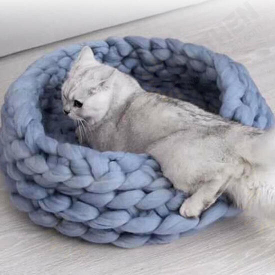 Knitted Pet Bed Dog Cat Bed Puppy Pillow House Soft Warm Dog House Mat