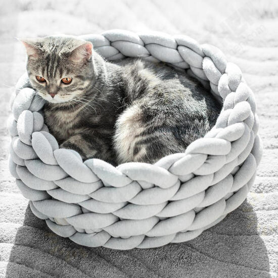 Knitted Pet Bed Dog Cat Bed Puppy Pillow House Soft Warm Dog House Mat