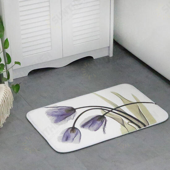 Memory Foam Chronic Rebound Printing Lotus Absorbent Non-slip Mat Home Children's Room Floor Carpet