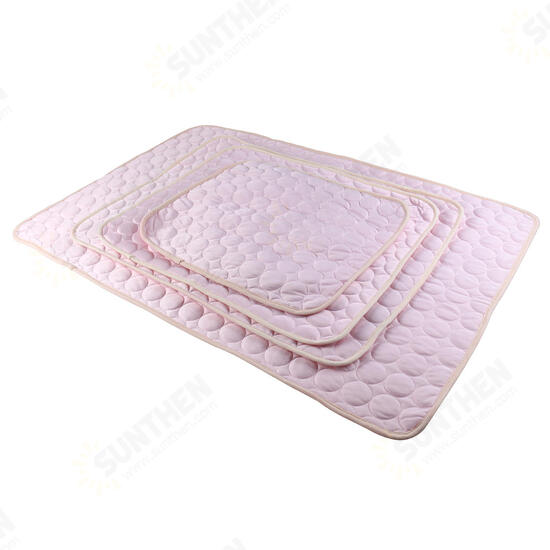 Pink Dog Pet Cat Cooling Mat Summer Cool Bed Pad Cushion Heat Relief Net Cotton Pet Carpet