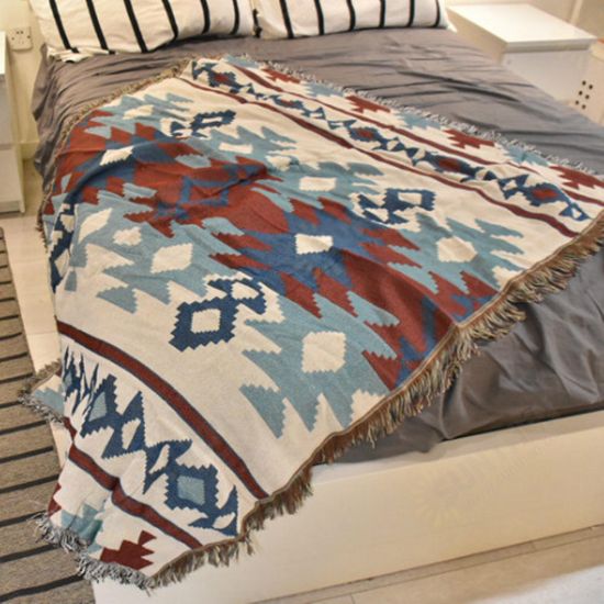 Retro Navajo American-Style Geometric Popcap Upholstery Leisure Carpet Air Conditioning Sofa Blankets