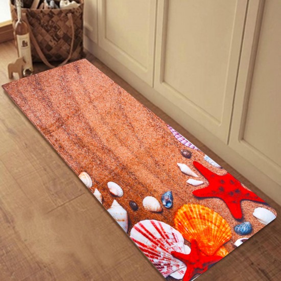 Starfish Color Cobblestone Print Flannel Mat Set Waterproof Non-slip Carpet