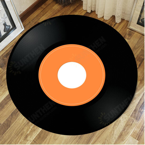 Vinyl Record Printed Soft Fabric Round Floor Mat Carpet Room Area Bedroom Rug Seat Cover Door Rugs