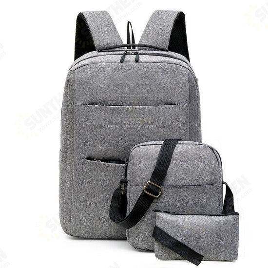 3 in 1 Unisex Business Trip Large Capacity with USB Charging Jack Waterproof Laptop Tablet Macbook Bag Backpack + Messenger Bag + Handbag