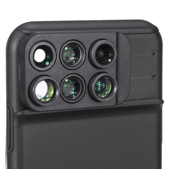 6 in 1 with Fish Eye Wide Angle Macro Telephoto SLR Camera Lens Phone Protective Case Cover for iPhone XS Max iP XS XR