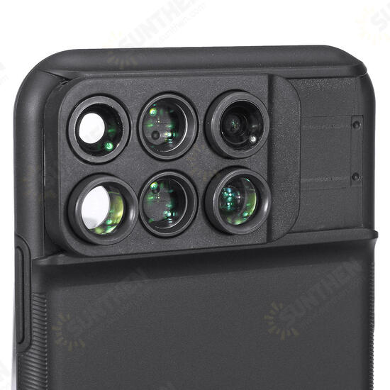 6 in 1 with Fish Eye Wide Angle Macro Telephoto SLR Camera Lens Phone Protective Case Cover for iPhone XS Max iP XS XR