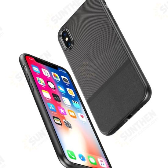 Anti-fingerprint Leather Pattern Soft TPU Protective Case for iPhone X