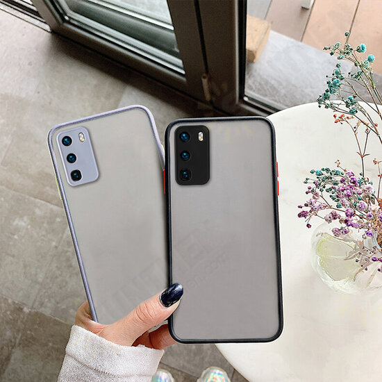 Matte Translucent Shockproof Anti-Fingerprint with Lens Protector Hard PC & Soft TPU Edge Protective Case for Huawei P40