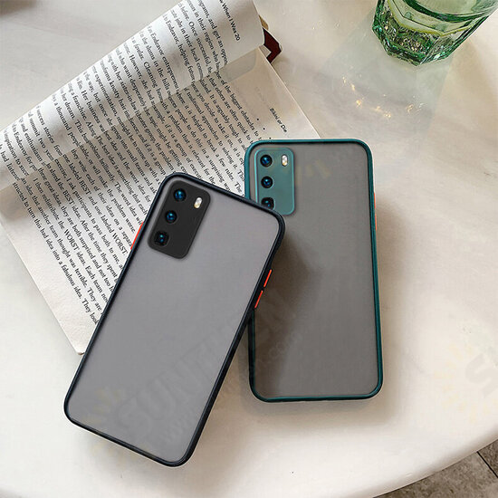 Matte Translucent Shockproof Anti-Fingerprint with Lens Protector Hard PC & Soft TPU Edge Protective Case for Huawei P40