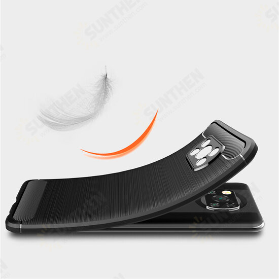 For POCO X3 PRO / POCO X3 NFC Case Carbon Fiber Texture with Lens Protector Shockproof Silicone Protective Case Back Cover For POCO X3 PRO / POCO X3 NFC Case Carbon Fiber Texture with Lens Protector Shockproof Silicone Protective Case Back Cover