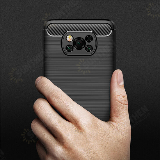 For POCO X3 PRO / POCO X3 NFC Case Carbon Fiber Texture with Lens Protector Shockproof Silicone Protective Case Back Cover For POCO X3 PRO / POCO X3 NFC Case Carbon Fiber Texture with Lens Protector Shockproof Silicone Protective Case Back Cover