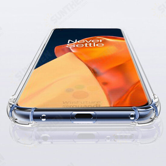 1/2PCS for OnePlus 9 Pro Case with Airbags Shockproof Transparent Non-Yellow Soft TPU Protective Case