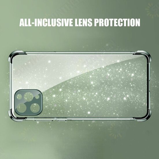 2 in 1 Airbag Plating Lens Protect Ultra-Thin Anti-Fingerprint Shockproof Transparent Soft TPU Protective Case for iPhone 11 Pro Max 6.5 inch