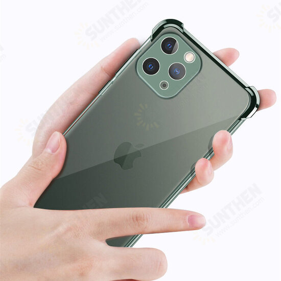 2 in 1 Airbag Plating Lens Protect Ultra-Thin Anti-Fingerprint Shockproof Transparent Soft TPU Protective Case for iPhone 11 Pro Max 6.5 inch