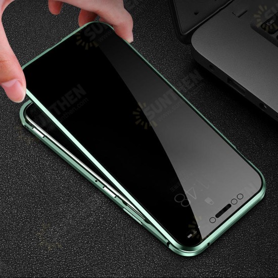 2 in 1 Anti-peeping Magnetic 360° Full Cover Double-sided Tempered Glass Flip Protective Case with Lens Protector Ring for iPhone 11 Pro Max 6.5 inch