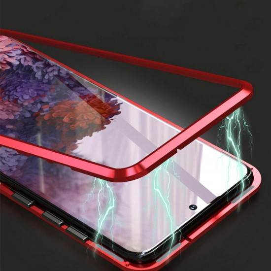 2 in 1 Magnetic Flip Double-sided Tempered Glass + Metal Lens Protector Full Body Protective Case for Samsung Galaxy S20+ / Galaxy S20 Plus 5G 2020