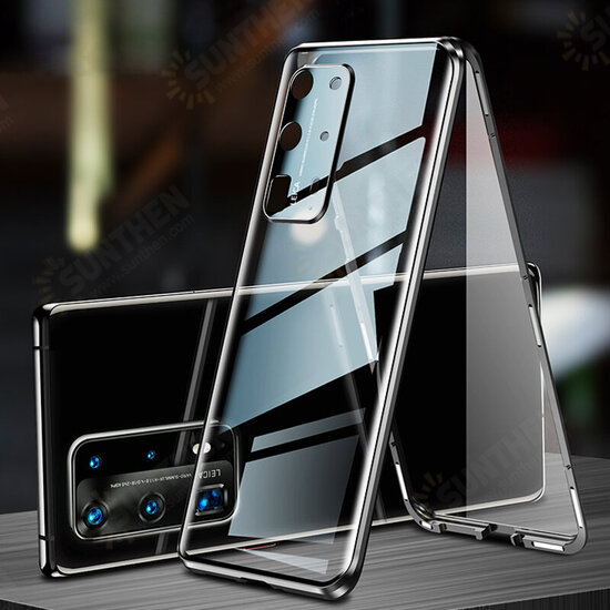 2 in 1 Magnetic Flip Double-sided Tempered Glass + Metal Lens Protector Full Body Protective Case for Samsung Galaxy S20+ / Galaxy S20 Plus 5G 2020