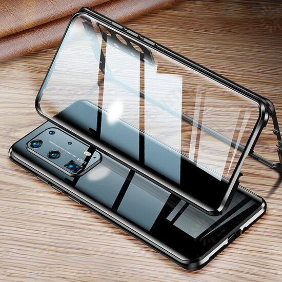 2 in 1 Magnetic Flip Double-sided Tempered Glass + Metal Lens Protector Full Body Protective Case for Samsung Galaxy S20+ / Galaxy S20 Plus 5G 2020