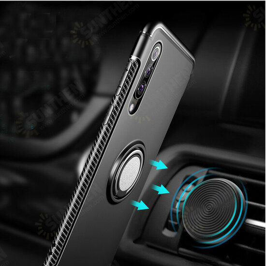 360° Rotating Ring Holder Magnetic Adsorption Shockproof Protective Case for Xiaomi Mi9 / Mi 9 Transparent Edition Non-original