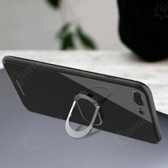 360° Rotation Ring Kickstand Magnetic Glass Protective Case for iPhone 7/7 Plus/8/8 Plus