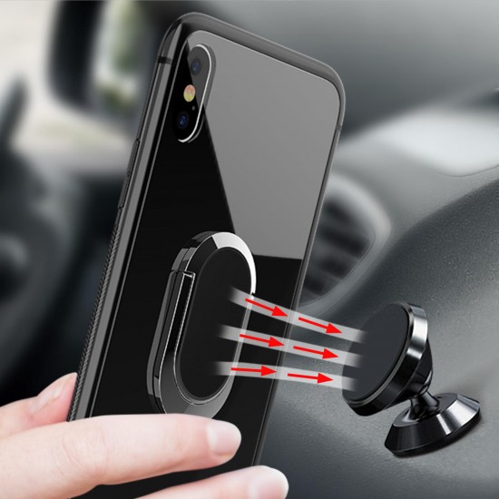 360° Rotation Ring Kickstand Magnetic Glass Protective Case for iPhone X
