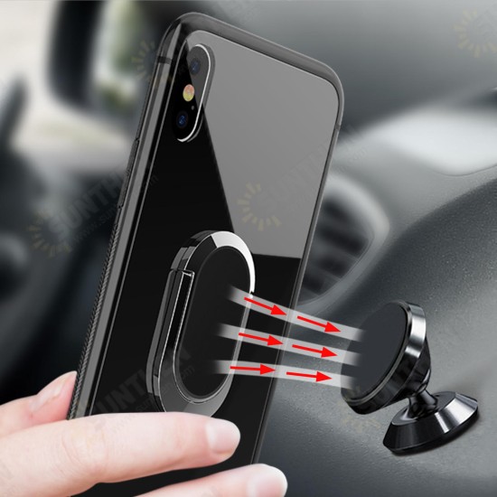 360° Rotation Ring Kickstand Magnetic Glass Protective Case for iPhone X