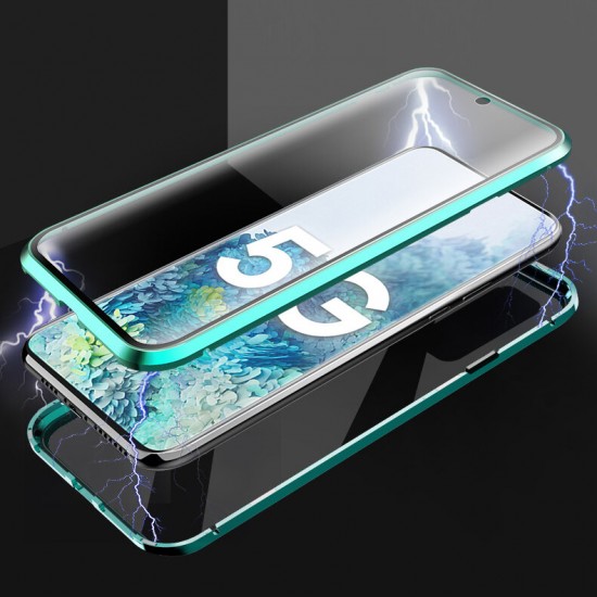 360° Curved Magnetic Flip Double-sided 9H Tempered Glass Metal Full Body Protective Case for Samsung Galaxy S20 / Galaxy S20 5G 2020
