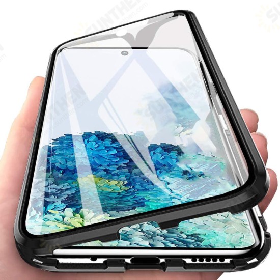 360° Curved Magnetic Flip Double-sided 9H Tempered Glass Metal Full Body Protective Case for Samsung Galaxy Note 10 Lite 2020