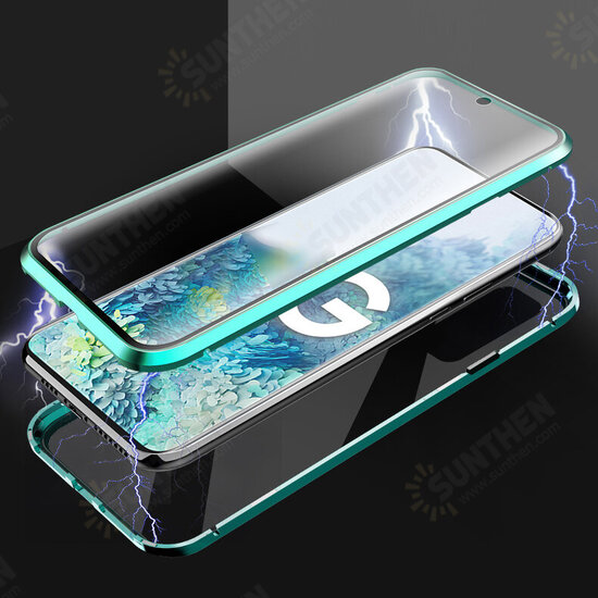 360° Curved Magnetic Flip Double-sided 9H Tempered Glass Metal Full Body Protective Case for Samsung Galaxy Note 10 Lite 2020