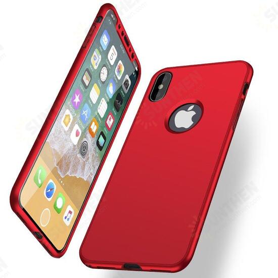 360° Full Body Front & Back Silicone Protective Case With Tempered Glass Film For iPhone X