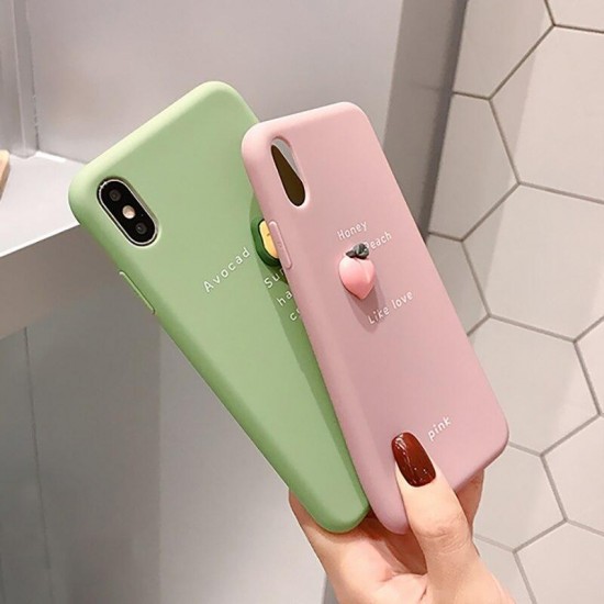 3D Candy Color Avocado Letter Pattern Soft TPU Protective Case for iPhone XS MAX XR X for iPhone 7 6 6S 8 Plus Back Cover