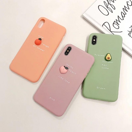 3D Candy Color Avocado Letter Pattern Soft TPU Protective Case for iPhone XS MAX XR X for iPhone 7 6 6S 8 Plus Back Cover