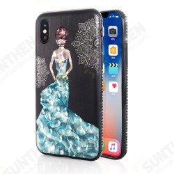 3D Painting Protective Case For iPhone X/8/8 Plus/7/7 Plus/6s Plus/6 Plus/6s/6 Blue Dress Glitter Bling