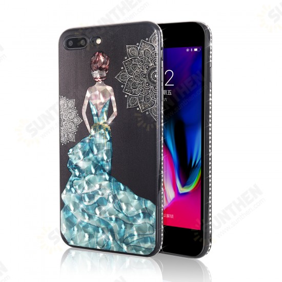 3D Painting Protective Case For iPhone X/8/8 Plus/7/7 Plus/6s Plus/6 Plus/6s/6 Blue Dress Glitter Bling