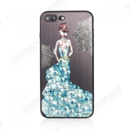 3D Painting Protective Case For iPhone X/8/8 Plus/7/7 Plus/6s Plus/6 Plus/6s/6 Blue Dress Glitter Bling