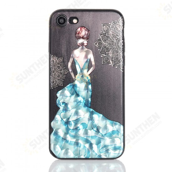 3D Painting Protective Case For iPhone X/8/8 Plus/7/7 Plus/6s Plus/6 Plus/6s/6 Blue Dress Glitter Bling