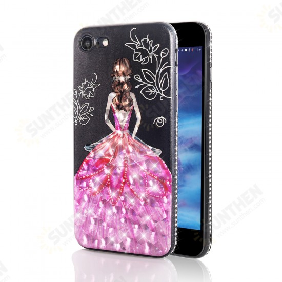 3D Painting Protective Case For iPhone X/8/8 Plus/7/7 Plus/6s Plus/6 Plus/6s/6 Pink Dress Glitter Bling