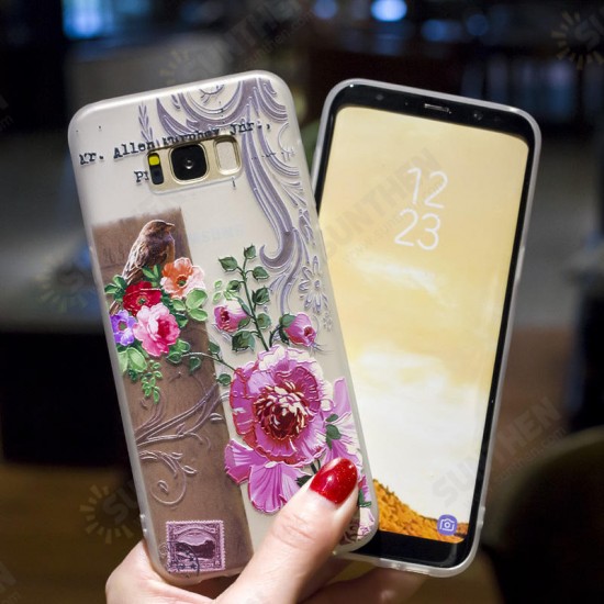 3D Relief Printing Flower & Birds Soft Protective Case for Samsung Galaxy S8 Plus