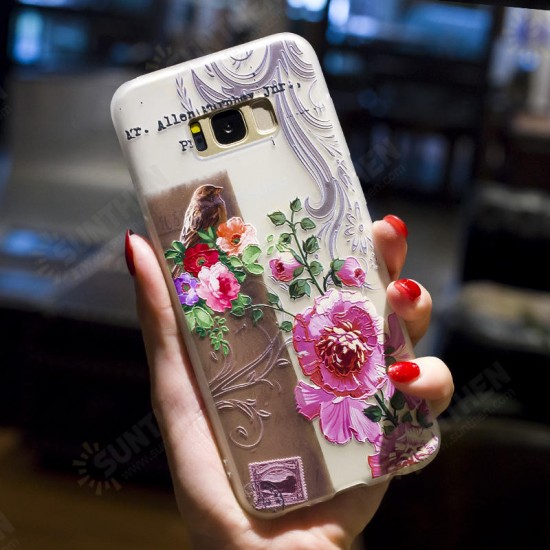 3D Relief Printing Flower & Birds Soft Protective Case for Samsung Galaxy S8 Plus