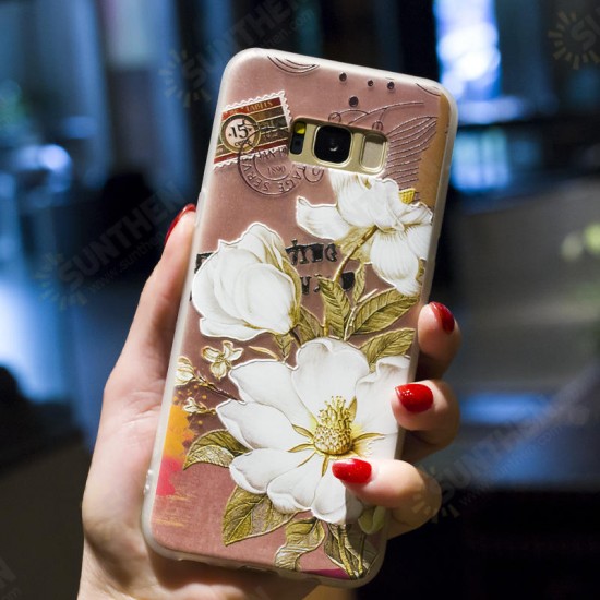 3D Relief Printing Flower & Birds Soft Protective Case for Samsung Galaxy S8 Plus